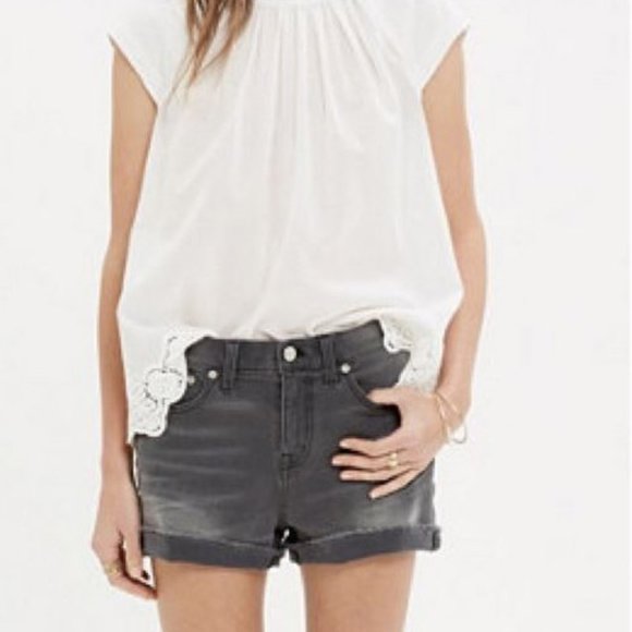 Madewell Denim Boy Shorts Black Gray Women 30 C1733 Comfy Neutral Boho Casual - Picture 2 of 14